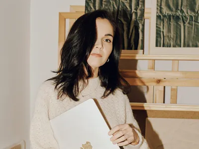 Monika Žáková in her studio, photographed for Harper's Bazaar